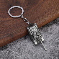 Llavero 3D de aleación de zinc con forma de tanque, logotipo personalizado, colgante retro de metal para regalos masculinos y souvenirs promocionales