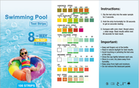 Bandelettes de test d'eau pour piscine et spa 8-en-1 multiparamètres, résultats rapides, 50/100 bandelettes pour spas W-8