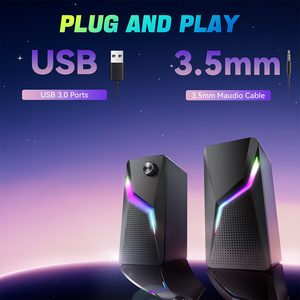 2.0ไฟ LED สีสันสดใสทำให้ตาพร่าลำโพง USB PC ลำโพงเสียงทุ้มไร้สายทรงพลังลำโพงตั้งโต๊ะ RGB ลำโพงคอมพิวเตอร์สำหรับนักเล่นเกม - Product Image 3