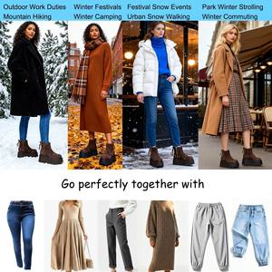 Botines de Nieve de Ante de 7 cm de Altura, Botas de <span class=keywords><strong>Plataforma</strong></span> para Invierno, Botas Chelsea Cómodas y Antideslizantes para Mujer, Zapatos con Suela Gruesa - Product Image 3