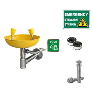 Dispositivo de Lavaojos Amarillo de ABS para Montar en la Pared, para Laboratorio - Product Image 3