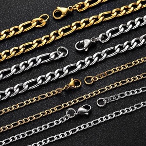 Chaînes Figaro de haute qualité plaqué or chaîne à maillons cubains rubis fête pour hommes femmes collier en acier inoxydable - Product Image 4