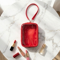 Pochette de maquillage transparente personnalisée avec logo, mini, avec sangle de poignet, portable, multi-usages, pour figurines de poupées