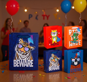 Sacchetto regalo in carta 18x20x10 cm, bomboniere per bambini da 8 a 13 anni, articoli per feste di compleanno - Product Image 2