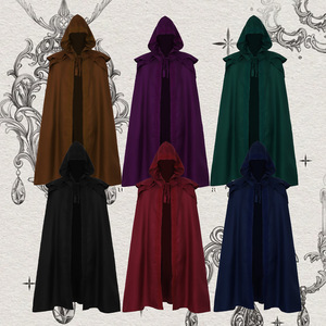 Cape à capuche gothique Manyusha pour adulte unisexe, costume de cosplay, cape de sorcier, noir, rouge, bleu, vert, violet, brun foncé - Product Image 1