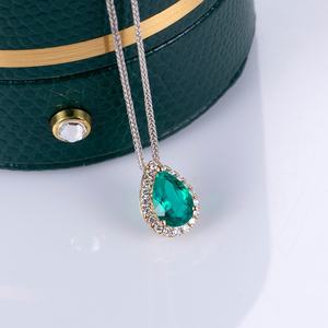 Joyería Messi MSN-636, Colgante de Esmeralda Cultivada en Laboratorio de 18K, Diseño de Pera, para Fiesta/Mujer - Product Image 2