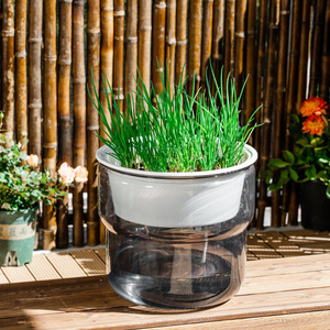 <span class=keywords><strong>Pot</strong></span> de fleurs rond <span class=keywords><strong>en</strong></span> résine P425, épaissi, transparent, auto-arrosant avec niveau d'eau visible, contrôle des racines, respirant, grand format - Product Image 2