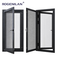 Fenêtre à battant en aluminium ultra-étroite Rogenilan, moderne et ventilée, avec double vitrage trempé et moustiquaire
