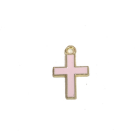 Mini pendentif croix chrétienne en émail mignon, breloques croix roses, bleues et blanches pour la fabrication de bijoux religieux DIY, pour bracelet bébé