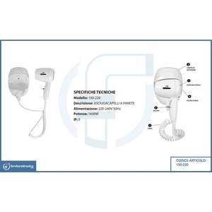 Secador de Pelo Eléctrico Leo by Wall Dryer de 1600W con Difusor, Funciones de Peinado e Iónicas, Plegable, de Plástico, con Motor DC, para Uso Doméstico - Product Image 2