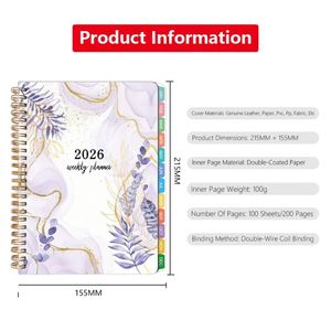 Customizable logo A5 Hardcover Planner Notebook PVC Spiral Binding Thread Sewing Coil Loose-<b>Leaf</b> Paper for School Gift - Product Image 2