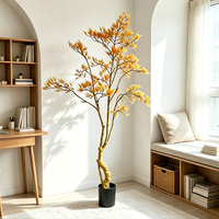 Arbre d'érable artificiel en plastique, plante en pot bonsai avec feuillage réaliste et plumeux, décoration moderne pour la maison, respectueuse de l'environnement, plusieurs couleurs