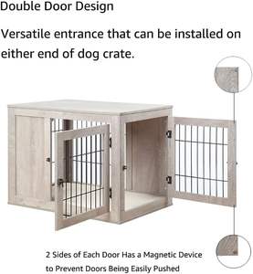 Mobilya köpek sandık kapalı estetik köpek kulübesi kapı ile Modern ahşap tel Pet House köpek kafesi uç yan masa komidin - Product Image 6