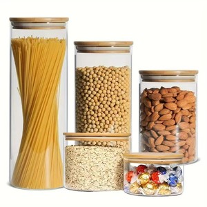 58 65 85 100mm Vidro Alimentos Armazenamento Café Doces Açúcar Jar com Bambu Tampas Herméticas Chá Cozinha Home Container Camping <span class=keywords><strong>500ml</strong></span> - Product Image 4