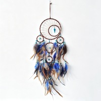 Nouveau style Pendentif flèche bohème en fer, attrape-rêves à cinq anneaux, breloque artisanale en turquoise, décoration murale vintage pour chambre d'hôtes
