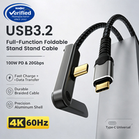 Câble USB C avec support pliable USB3.2 100W PD 20Gbps 4K 60Hz Charge rapide Transfert de données Tressé pour tablette téléphone