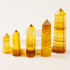 Venta al por mayor de torres de cristal de fluorita amarilla pulida de alta calidad, colección de especímenes minerales, decoración de cristales curativos - Product Image 3