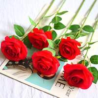 Künstliche Seidenrosen-Blumensträuße Valentinstag-Geschenk Realistische Rosen-Buschblumen-Bündel für Hochzeitsdekoration Großhandel
