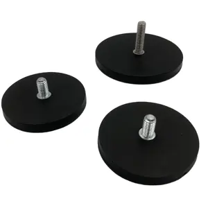 Non Slip Anti Scratch Mount Neodymium Rubber Coated Pot Magnet With Male Thread