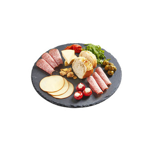 Assiettes en <span class=keywords><strong>ardoise</strong></span> de qualité <span class=keywords><strong>alimentaire</strong></span> en gros, plats ronds noirs, vaisselle en <span class=keywords><strong>ardoise</strong></span>, <span class=keywords><strong>assiette</strong></span> à sushi, planche à fromage ronde, planche à pain noire - Product Image 1