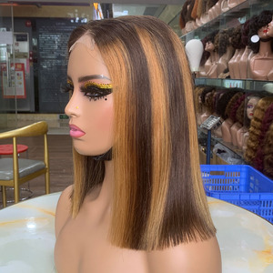 Prix de gros Perruques de cheveux humains pour femmes 12 pouces Couleur Piano Perruque Kim Bob 2x6 Cheveux humains vierges - Product Image 1