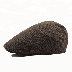Casquettes plates à motif chevrons pour hommes, style Gatsby, taille personnalisable, pour l'automne et l'hiver, vente en gros - Product Image 4