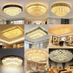 Custom decorative hotel foyer large hanging lighting fixtures lights staircase ceiling luxury led modern K9 crystal chandeliers