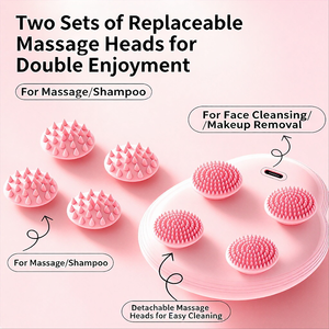 Masseur de tête portable à main avec nœuds en silicone détachables, rechargeable Type-C 800 mAh, utilisation à sec/humide, outil de relaxation du cuir chevelu et du corps - Product Image 3