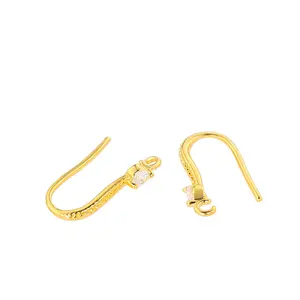 2404 Copper plated 18K gold micro-inset zircon geometric ear hook 14K bag color DIY jewelry accessories