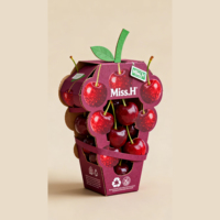 Creatieve 3D fruitvormige milieuvriendelijke golfkartonnen dozen met sleuven |   Op maat gemaakte gesneden mango-kersen snack geschenkverpakking |   Matte OEM