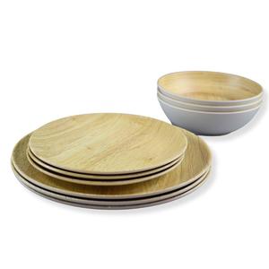 Juego de cena de <span class=keywords><strong>melamina</strong></span> de diseño de madera ecológico, <span class=keywords><strong>vajilla</strong></span> apta para lavavajillas sin BPA de <span class=keywords><strong>12</strong></span> <span class=keywords><strong>piezas</strong></span>, perfecta para 4 personas - Product Image 4