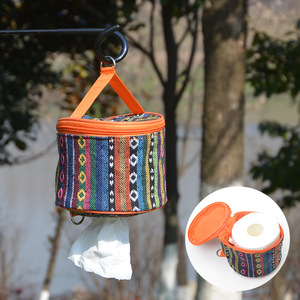 Boîte à mouchoirs de style ethnique 15x15x2cm, sac de toilette portable au design bohème pour l'extérieur, pour la voiture et la maison - Product Image 4