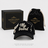 Casquette de baseball avec logo brodé en 3D, noir et crème, doublure en sergé de coton, fermeture snapback, unisexe, logo personnalisé OEM ODM