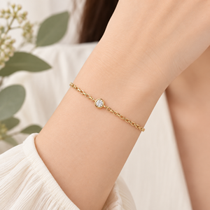 กำไลเซอร์โคเนียเดี่ยว - สแตนเลสสตีล + เซอร์โคเนีย ชุบสุญญากาศด้วยทอง 14K ขนาด 170+30 มม. - Product Image 5