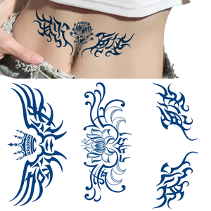 ملصق وشم مؤقت للوجه والجسم للنساء، تصميم زهور أبيض جذاب، يدوم طويلاً، عضوي، شبه دائم، مصنوع من ورق متين - Product Image 1