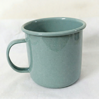 Taza de Camping de Hierro Esmaltado de 350 ml, Ligera, con Tapa Aislante al Vacío, para Café, con 6 Horas de Rendimiento Térmico, Diseño Moderno