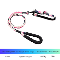 Collier pour chien moyen/grand réfléchissant et rembourré de 2,5 cm de large, laisse élastique de 130-170 cm, ensemble anti-traction pour la promenade des Golden Retrievers