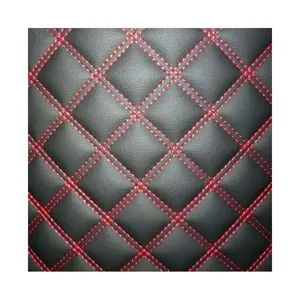Embroidery Quilted Diamond Stitching PU PVC Synthetic Leather Fabric for Car Seat Cover for Funiture