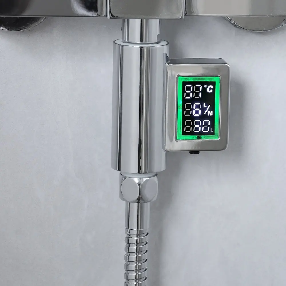 LED温度デジタル流量計シャワーデジタルバス温度計水温計デジタルシャワーLEDメーターシャワー温度計