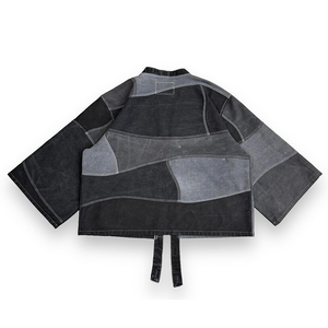 YSJY Chaqueta vaquera vintage oversize con bloques de color personalizados, estilo halter y bordado, para hombre, venta al por mayor - Product Image 4
