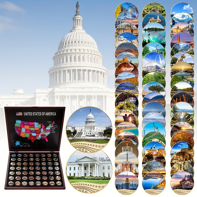 Custom U.S. National Parks Scenic Coin Collector Set Famous Landmarks Souvenir