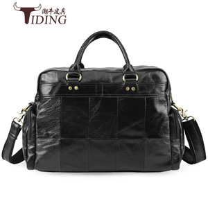 Tiding Men's Genuine Leather <b>Briefcase</b> Large Capacity Business Bag Oiled Leather Shoulder Crossbody Bag - Product Image 4