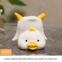 Porte-brosse à dents créatif en forme de canard mignon, design rustique, sans perçage, décoration de salle de bain, support de brosse à dents en céramique de dessin animé