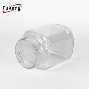 Plastic Vitamin Bottle With Child Proof Cap 350ml Square Gummy Bottle