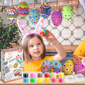 Khy 12 रंग ईस्टर अंडे मोमबत्ती किट मिनी ऐक्रेलिक पेंट और ब्रश सेट बच्चे के लिए ब्रश के साथ अलग-अलग पेंट स्ट्रिप्स सेट - Product Image 4