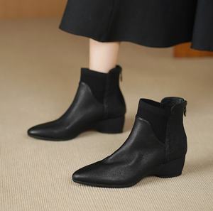 Botas Chelsea de Piel Vacuna para Mujer, Tacón Alto, Impermeables, Tacón Delgado, Zapatos para el Trabajo, Desplazamientos Diarios y Carrera Profesional - Product Image 2