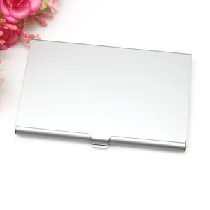 Engraving metal business card holder/aluminum name card case /sliver metal business id card case