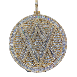 Pendentif Tishya en Argent Sterling avec Diamant Moissanite Vintage, Certifié en Laboratoire, Taille Brillant, Sertissage à Griffes, Fermoir Lobstar pour Homme - Product Image 1
