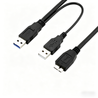 Kabel Hard Drive Eksternal Mobile USB 3.0 Micro-B SIPU 2026 Baru, Kabel Data USB Dua Sisi dengan Catu Daya Tambahan 0.5m 1m