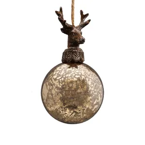 Sfera di vetro natalizia decorativa con ornamento di animali in resina